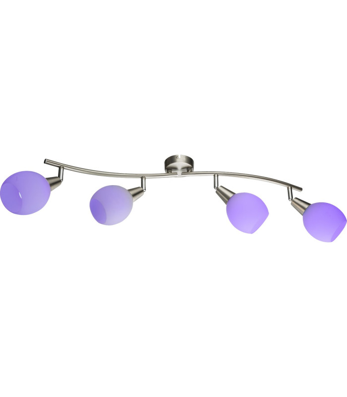 Elliott Ceiling Spotlight Bar Nickel Matt White Glass Shade 4x E14-8