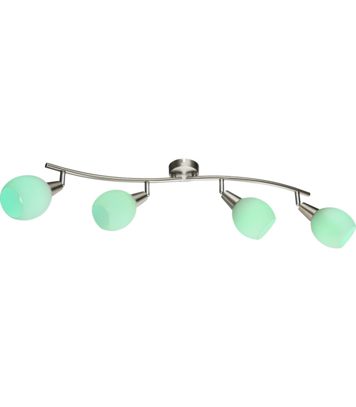Elliott Ceiling Spotlight Bar Nickel Matt White Glass Shade 4x E14-12