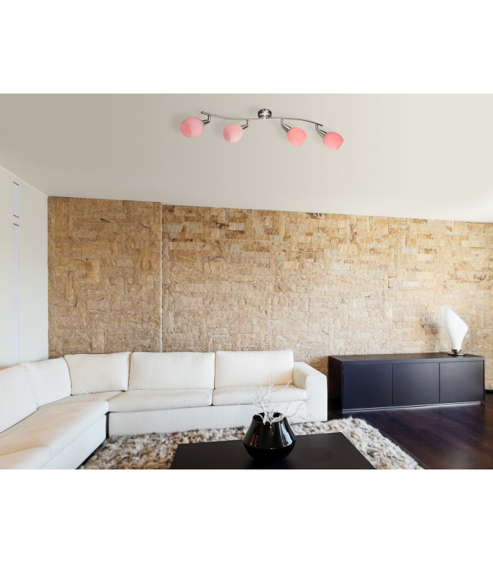 Elliott Ceiling Spotlight Bar Nickel Matt White Glass Shade 4x E14-13