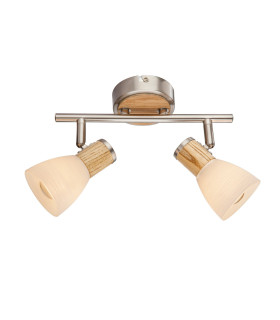 Gylfi Twin Ceiling Spotlight Nickel Matt Opal Glass Shade 2x E14-1