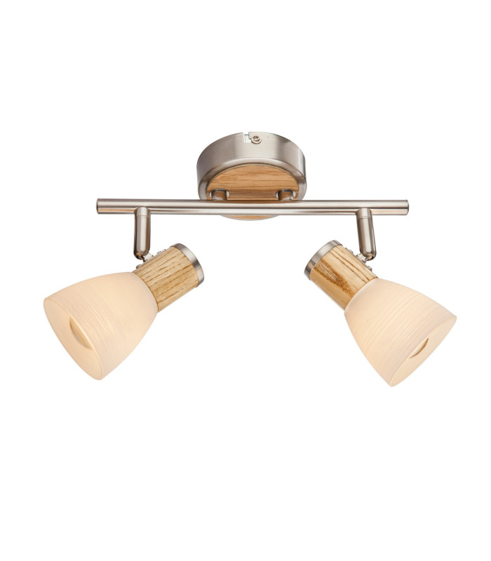 Gylfi Twin Ceiling Spotlight Nickel Matt Opal Glass Shade 2x E14-1