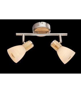 Gylfi Twin Ceiling Spotlight Nickel Matt Opal Glass Shade 2x E14-2