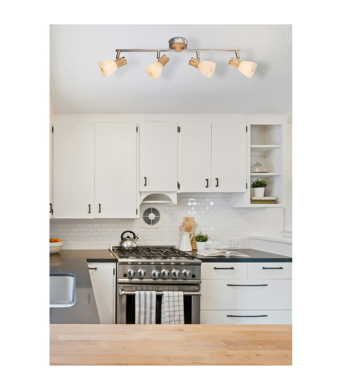 Gylfi Ceiling Spotlight Bar Nickel Matt Opal Glass Shade 4x E14-3