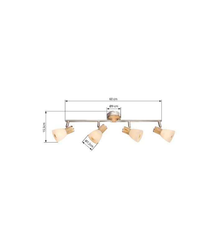 Gylfi Ceiling Spotlight Bar Nickel Matt Opal Glass Shade 4x E14-4