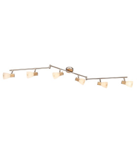 Gylfi Ceiling Spotlight Bar Nickel Matt Opal Glass Shade 6x E14-1