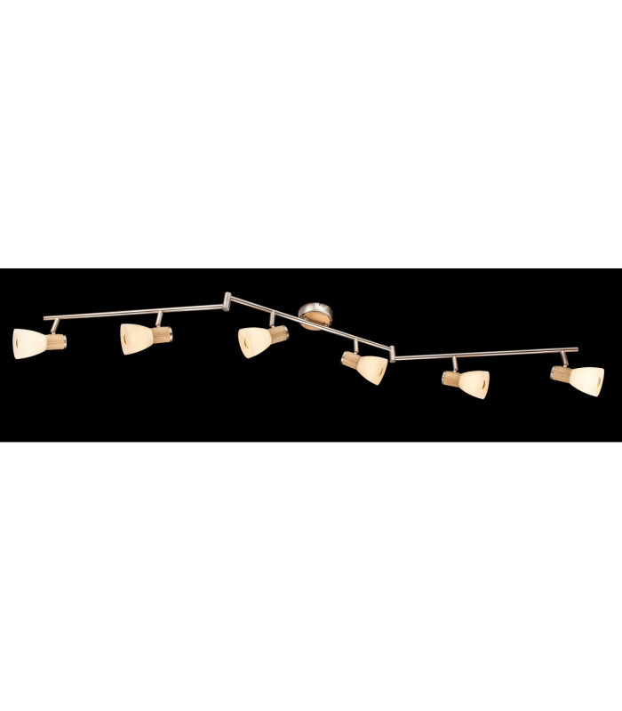 Gylfi Ceiling Spotlight Bar Nickel Matt Opal Glass Shade 6x E14-2