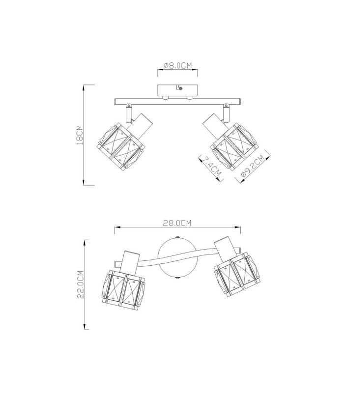 Kris Twin Ceiling Spotlight Nickel Matt 2x E14-5