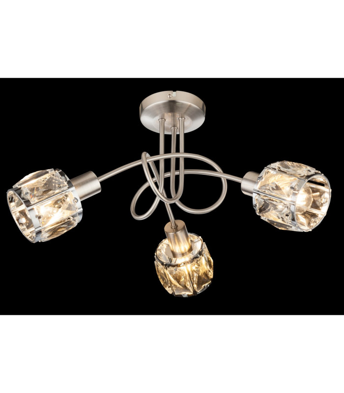 Kris Multi Arm Semi Flush Ceiling Lamp Nickel Matt 3x E14-2