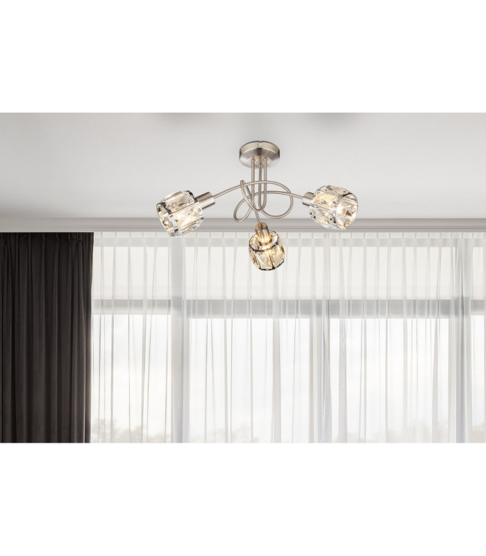 Kris Multi Arm Semi Flush Ceiling Lamp Nickel Matt 3x E14-3