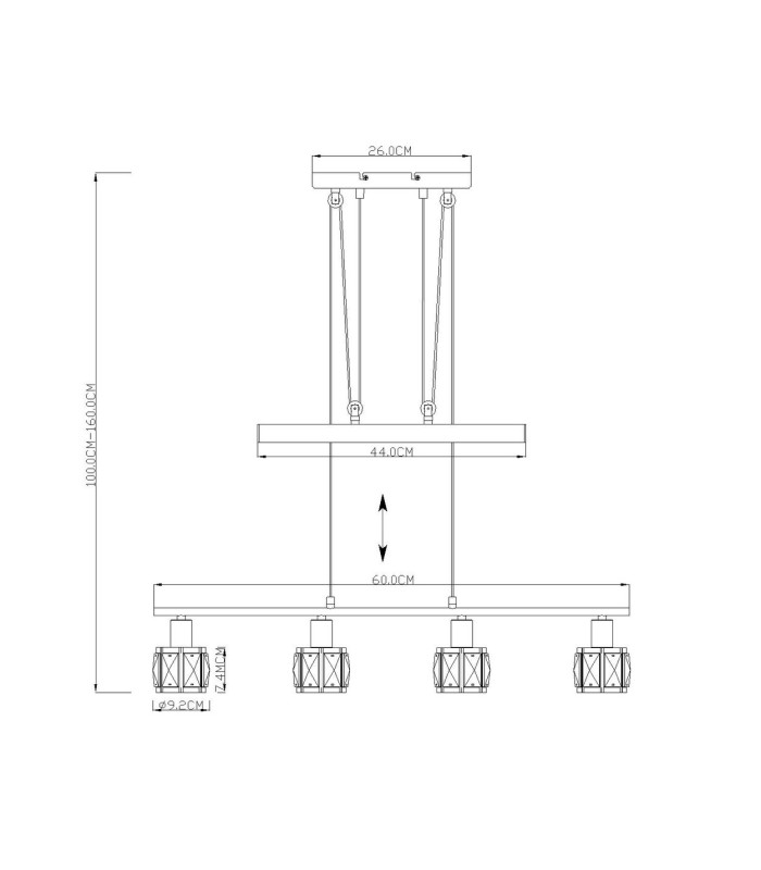 Kris Bar Pendant Ceiling Light Nickel Matt 4x E14-11