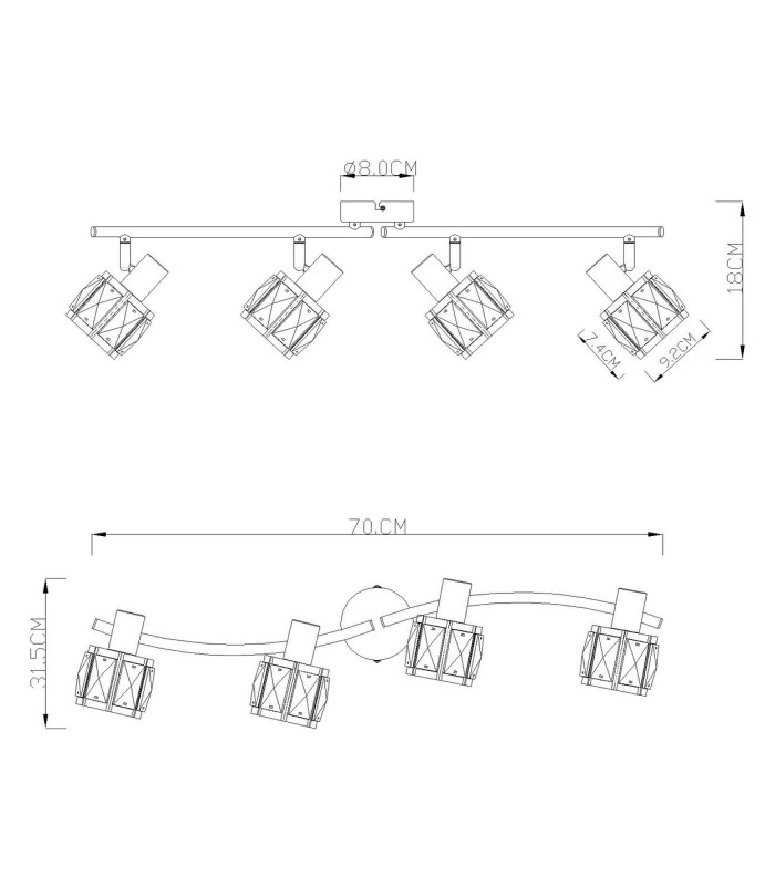 Indiana Ceiling Spotlight Bar Bronze Colored 4x E14-3