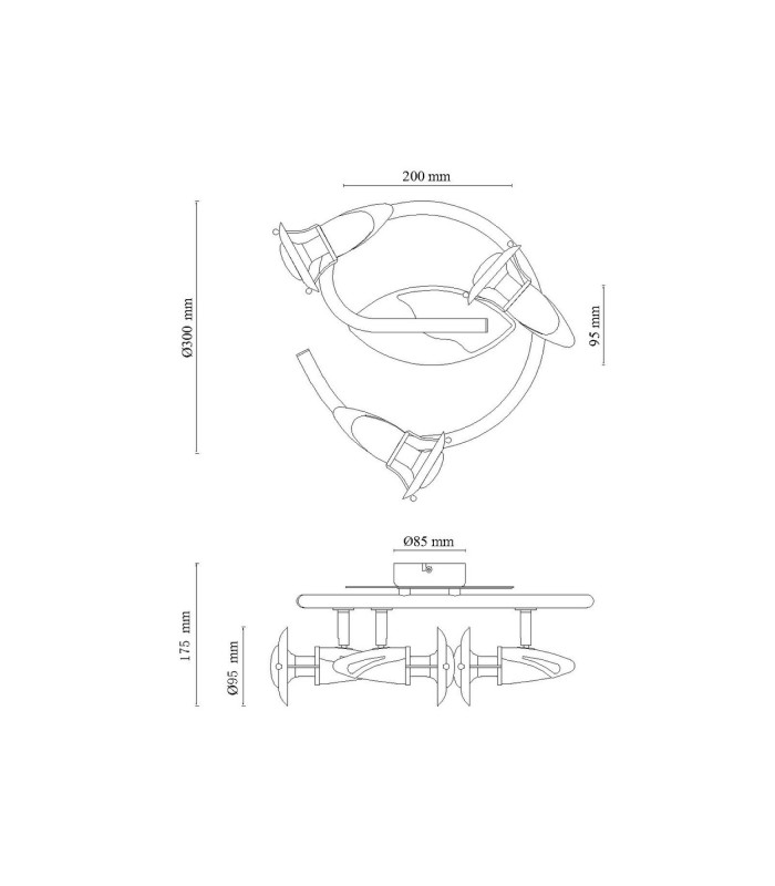 Lord Ceiling Spotlight Clusters Chrome 3x E14-2
