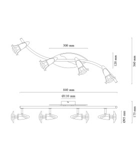 Lord Ceiling Spotlight Bar Chrome 4x E14-2