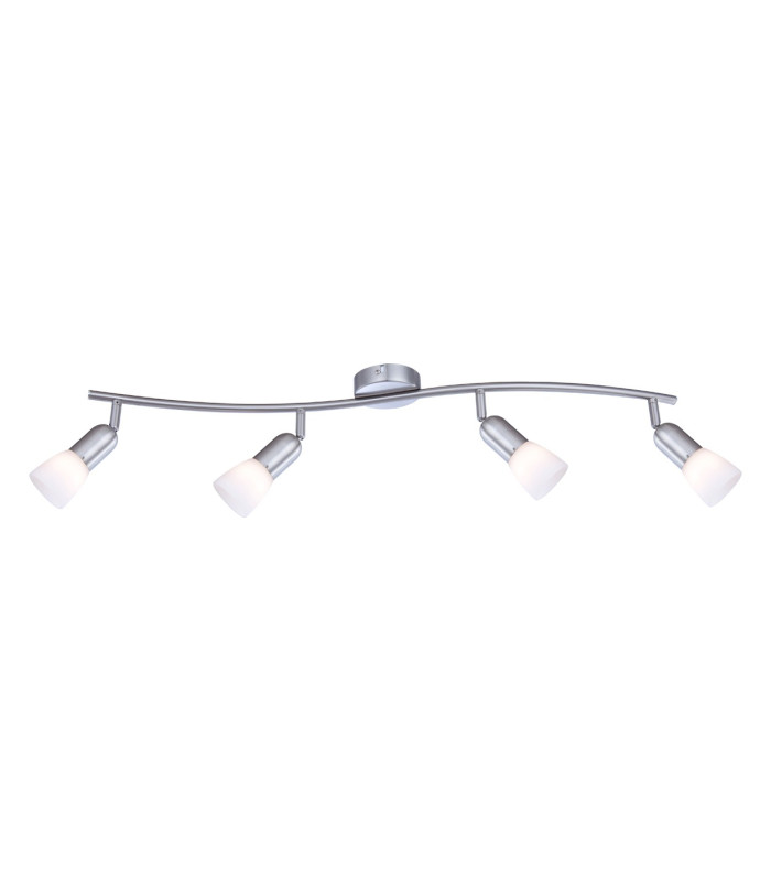 Cathy Ceiling Spotlight Bar Nickel Matt White Glass Shade 4x E14-1