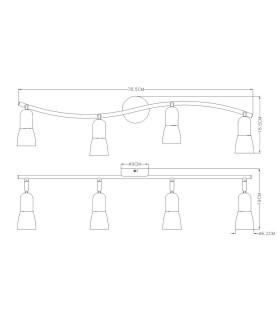 Cathy Ceiling Spotlight Bar Nickel Matt White Glass Shade 4x E14-2