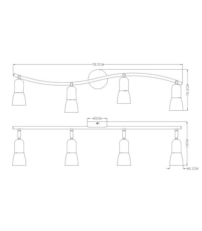 Cathy Ceiling Spotlight Bar Nickel Matt White Glass Shade 4x E14-2