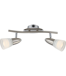 Caleb Twin Ceiling Spotlight Chrome Opal Glass Shade 2x E14 3000K-1