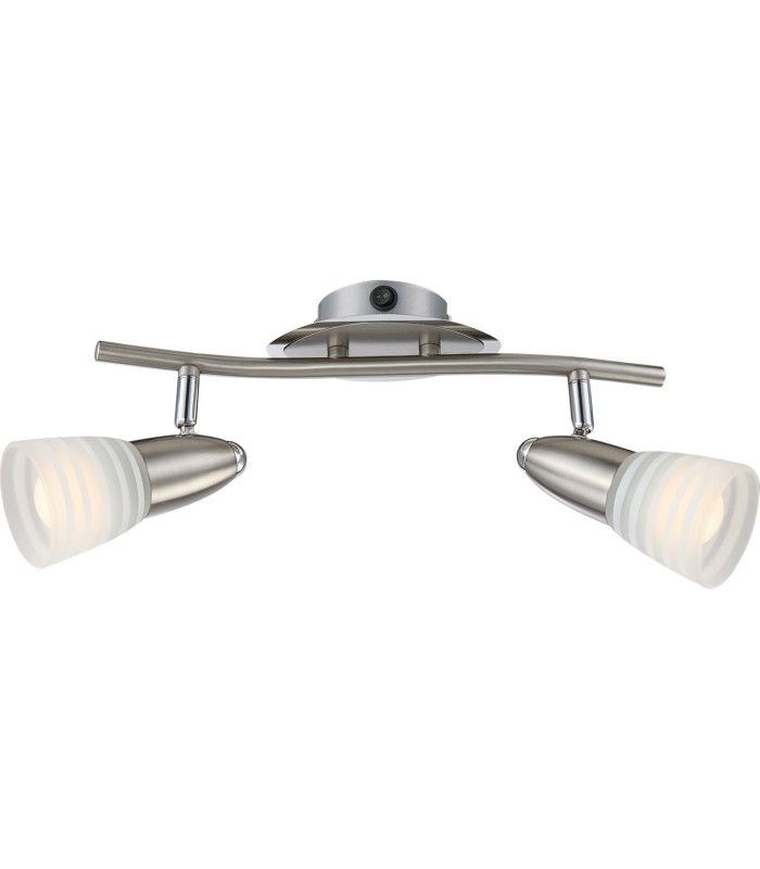 Caleb Twin Ceiling Spotlight Chrome Opal Glass Shade 2x E14 3000K-1