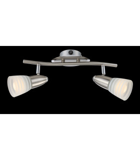 Caleb Twin Ceiling Spotlight Chrome Opal Glass Shade 2x E14 3000K-2