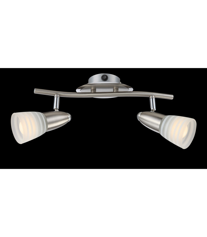 Caleb Twin Ceiling Spotlight Chrome Opal Glass Shade 2x E14 3000K-2