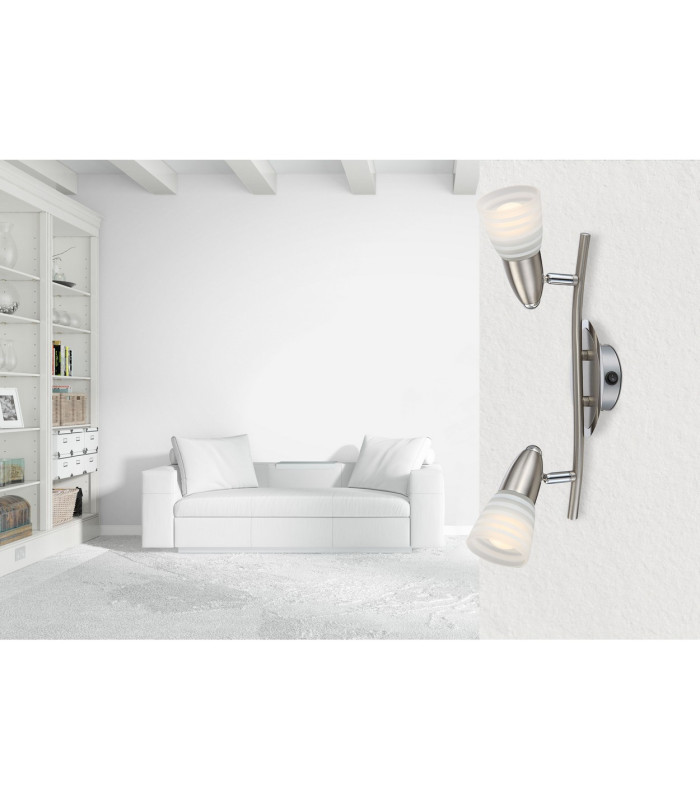Caleb Twin Ceiling Spotlight Chrome Opal Glass Shade 2x E14 3000K-3