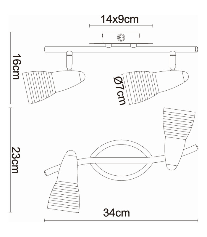 Caleb Twin Ceiling Spotlight Chrome Opal Glass Shade 2x E14 3000K-5