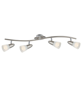 Caleb Ceiling Spotlight Bar Chrome Opal Glass Shade 4x E14 3000K-1