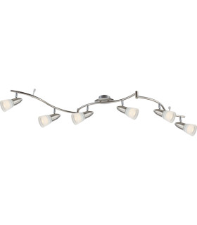 Caleb Ceiling Spotlight Bar Chrome Opal Glass Shade 6x E14 3000K-1
