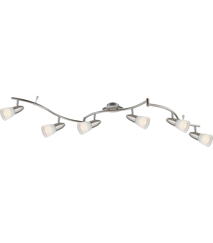 Caleb Ceiling Spotlight Bar Chrome Opal Glass Shade 6x E14 3000K-1
