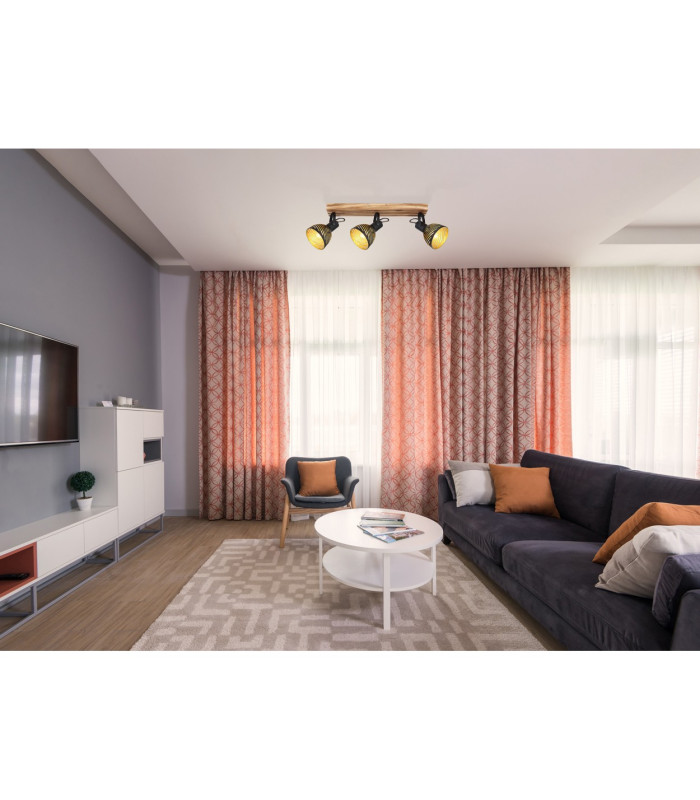 Lenna Ceiling Spotlight Bar Dark Brown 3x E27-8