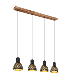 Lenna Bar Pendant Ceiling Light Wood Look 4x E27-1