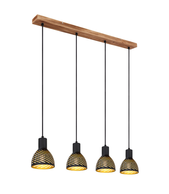 Lenna Bar Pendant Ceiling Light Wood Look 4x E27-1