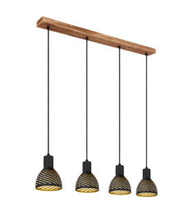 Lenna Bar Pendant Ceiling Light Wood Look 4x E27-2