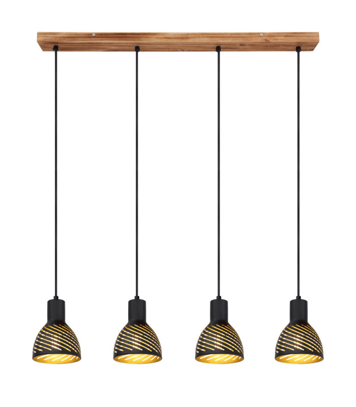 Lenna Bar Pendant Ceiling Light Wood Look 4x E27-3