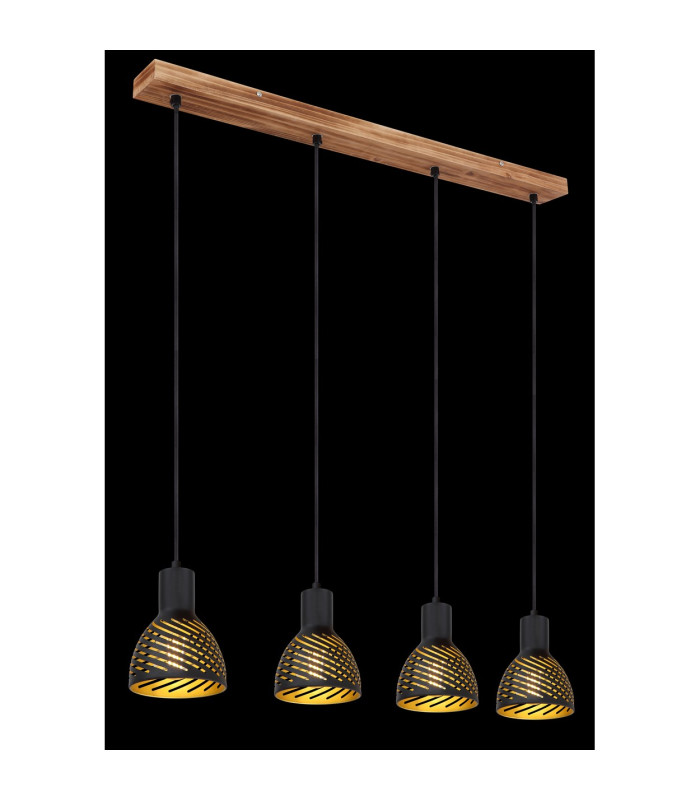 Lenna Bar Pendant Ceiling Light Wood Look 4x E27-5