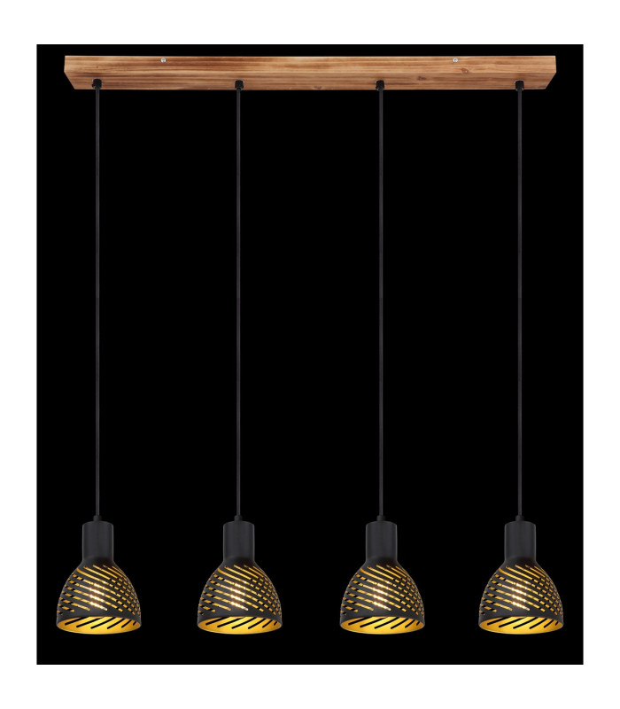 Lenna Bar Pendant Ceiling Light Wood Look 4x E27-6