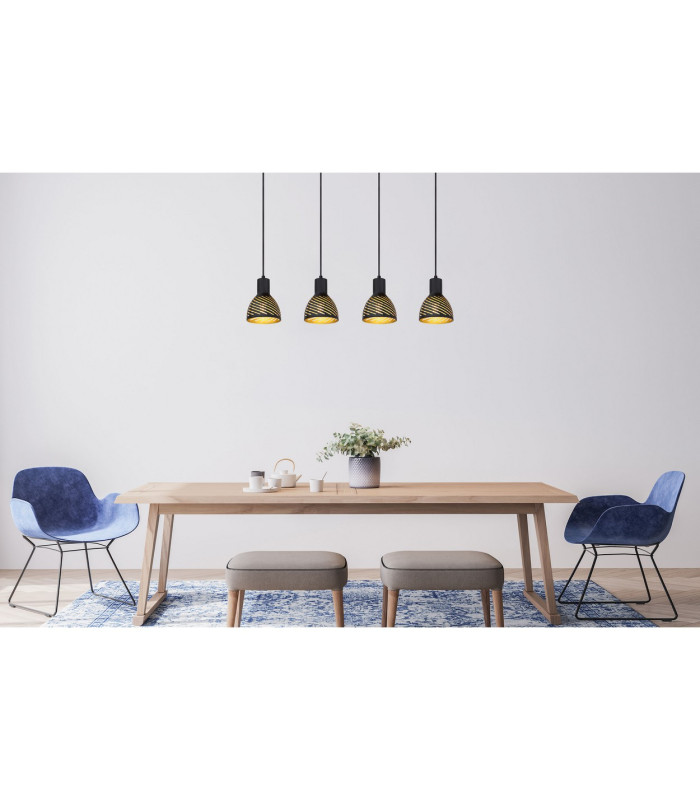 Lenna Bar Pendant Ceiling Light Wood Look 4x E27-7