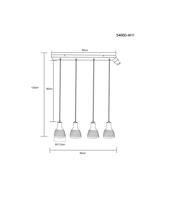 Lenna Bar Pendant Ceiling Light Wood Look 4x E27-8