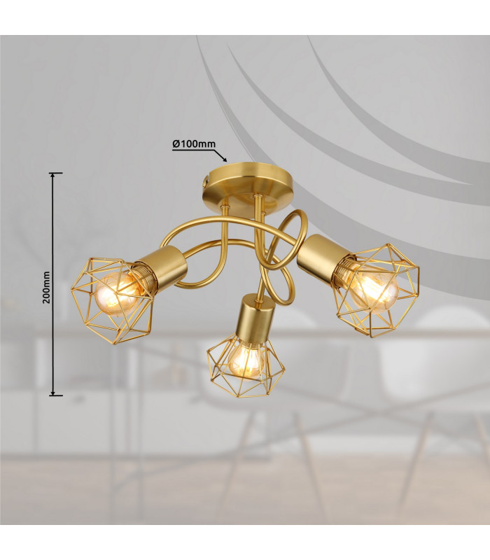 Xara I Multi Arm Semi Flush Ceiling Lamp Gold Colors 3x E14-6