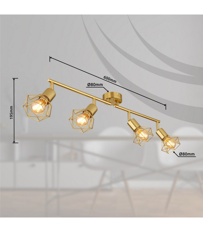 Xara I Ceiling Spotlight Bar Gold Colors 4x E14-9
