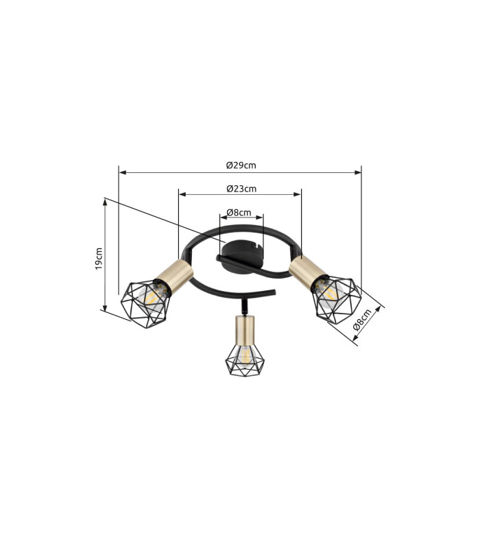 Xara I Ceiling Spotlight Clusters Black Gold 3x E14-7