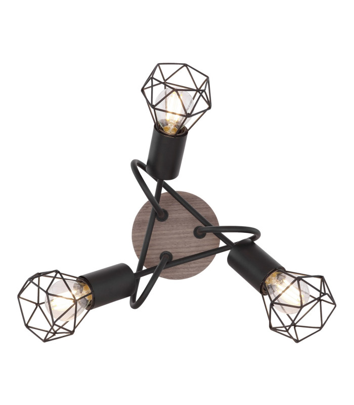 Xara I Multi Arm Semi Flush Ceiling Lamp Black Brown 3x E14-3