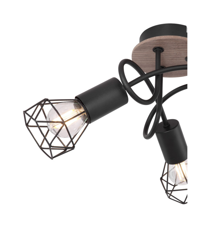 Xara I Multi Arm Semi Flush Ceiling Lamp Black Brown 3x E14-4
