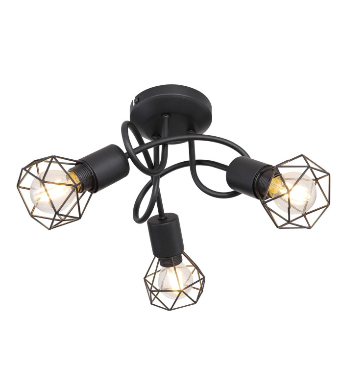 Xara I Multi Arm Semi Flush Ceiling Lamp Black 3x E14-1
