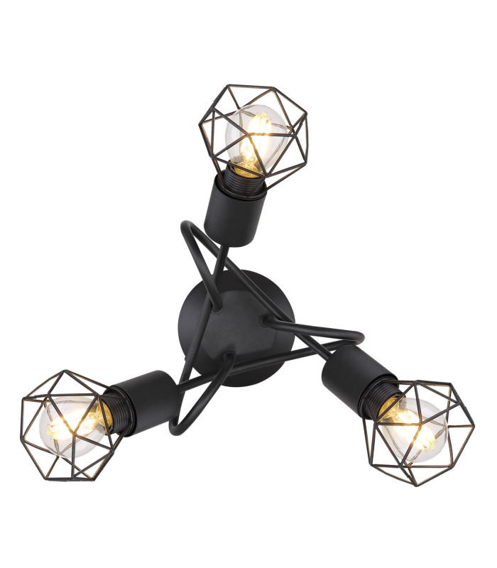 Xara I Multi Arm Semi Flush Ceiling Lamp Black 3x E14-3