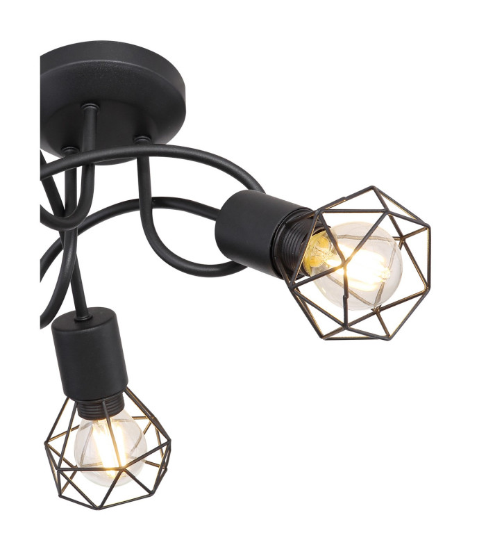 Xara I Multi Arm Semi Flush Ceiling Lamp Black 3x E14-4