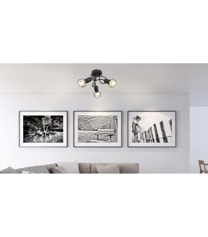 Xara I Multi Arm Semi Flush Ceiling Lamp Black 3x E14-6