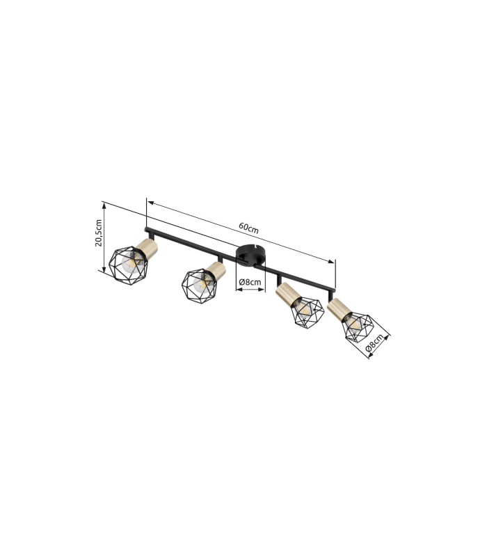 Xara I Ceiling Spotlight Bar Black Gold 4x E14-8