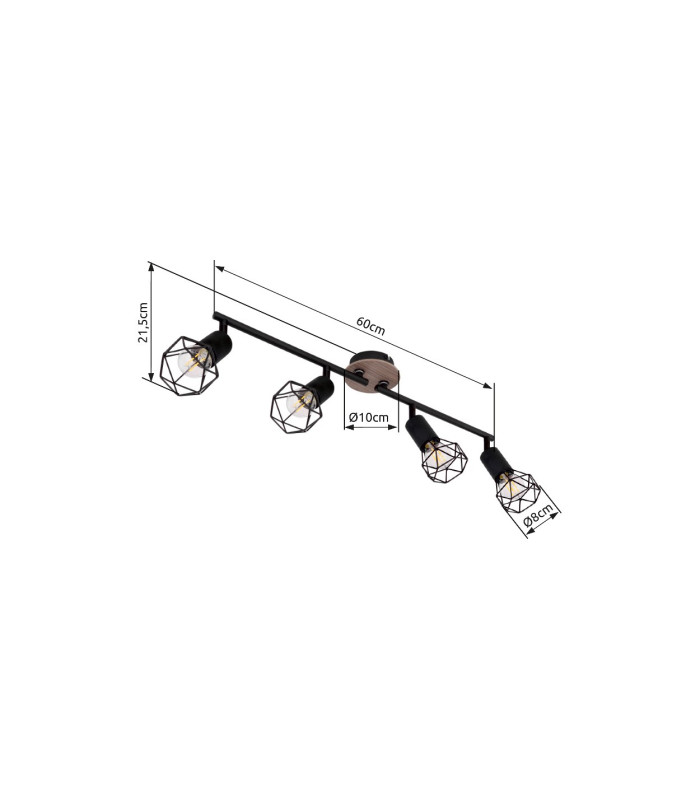Xara I Ceiling Spotlight Bar Black 4x E14-9