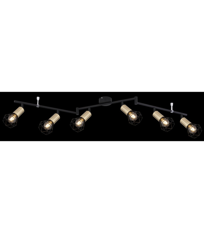 Xara I Ceiling Spotlight Bar Black Gold 6x E14-4
